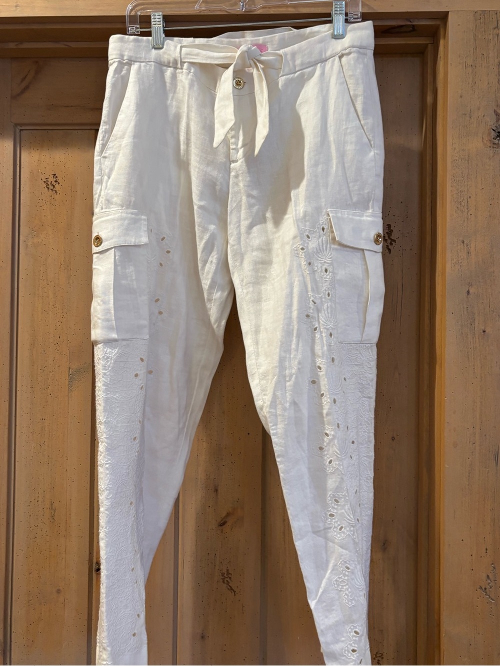 Lilly Pulitzer linen White Eyelet Cargo Pants